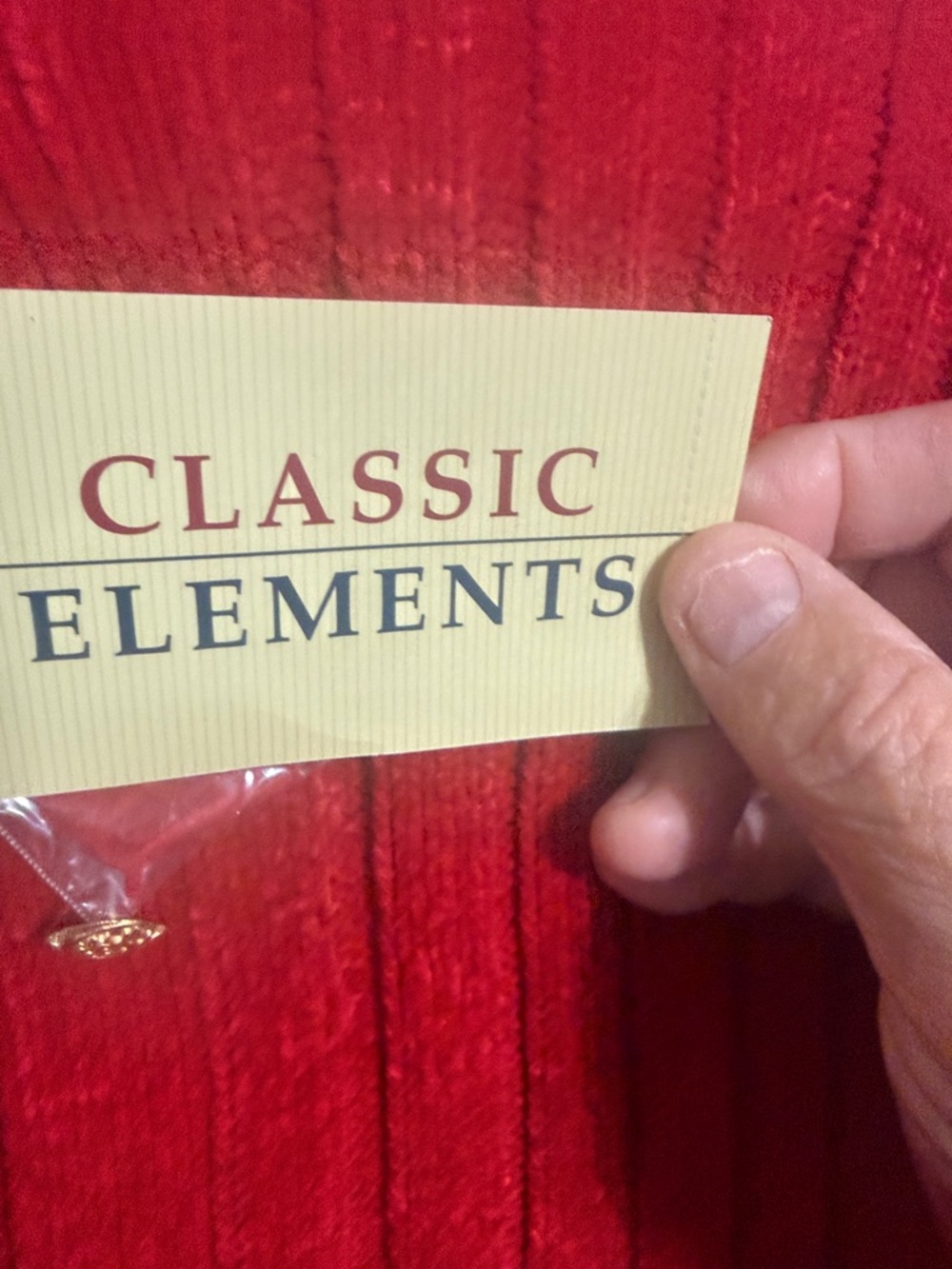 Classic Elements Red Ribbed Cardigan with Gold Buttons - Picture 4 of 4